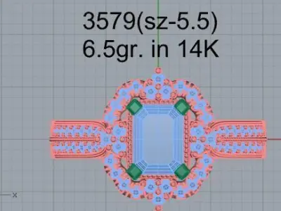 Emerald Halo Ring 3579 3D print model