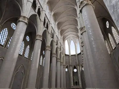 Gothic Cathedral Interior  High Detail 3D Model 3D model