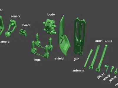 Robot dog Articulated 3D Print Free 3D print model