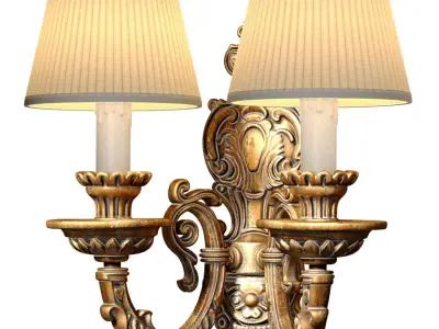 Bronze antique Sconce classic French style Wall lamp lampshade 3D model