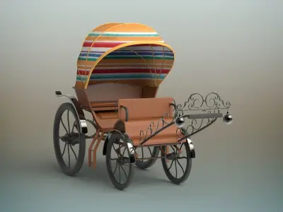 Carriage horse drawn 3D model