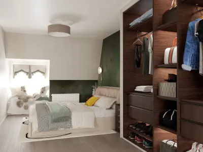Modern Bedroom Interior Scene 360 Panorama Virtual Tour Ready 3D model