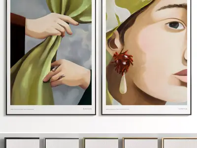 Plaster Two Photo Frame E-24 Low-poly 3D model