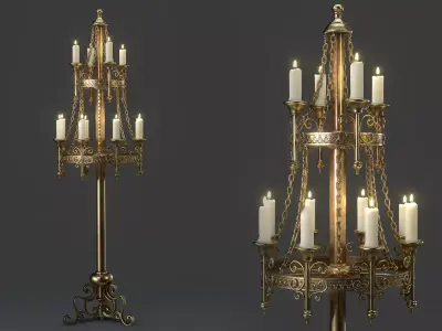 Candle Stand Holder - Game Ready Low-poly 3D model