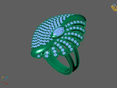 STL 3DM Print Ready Women Diamond Ring Lightweight Printable  3D print model 175