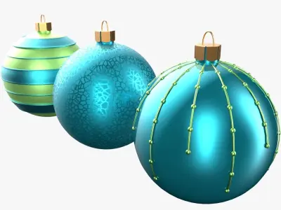 Christmas Tree Ornament Set2 - Turquoise Green  Low-poly 3D model