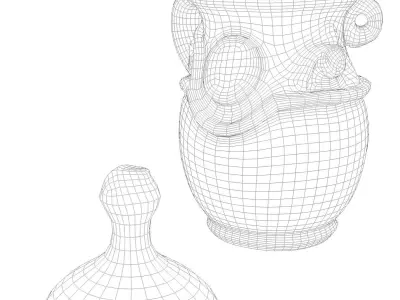 Antique Decorated Vase - 3D scan Low-poly 3D model
