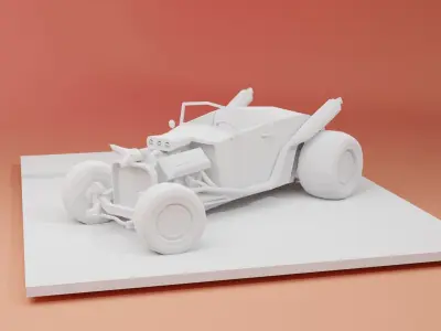 Low Poly Hot Rod 2 versions Low-poly 3D model