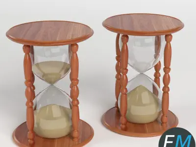 Hourglasses set two wooden sand 3D model