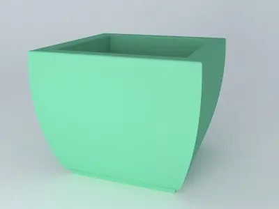 Green Square pot Free 3D model