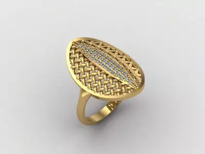 Women Ring With Stone Diamond Ready STL 3DM Models Womens Rings 3D print model 11