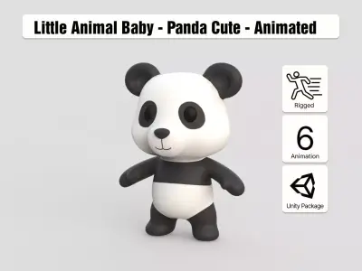 Little animal baby - Panda cute - Animated Low-poly 3D model