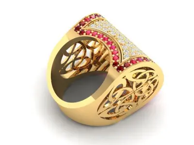 Luxury Filigree Dome Pave Diamond Men Ring 3D Model 426 3D print model