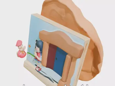 Clay Picture Colorful Cartoon Characters Wall Art Low-poly 3D model