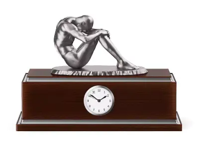 Clock with Metal Sculpture 3D model