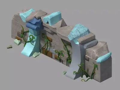 Game Cartoon - City - City Wall 09 3D model