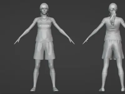SOCCER GIRL PLAYER REALISTIC CHARACTER 3D model