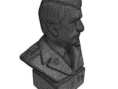 Vandalized Concrete General Bust Low-poly 3D model