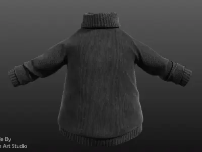 Black Winter Turtleneck Low-poly 3D model
