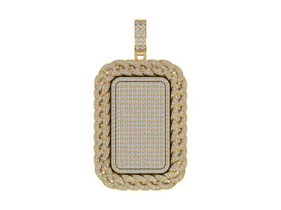 Luxury Iced-Out Cuban Border Dog Tag Pendant 3D print model