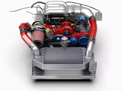 13B Turbo Rotary Engine Low-poly 3D model