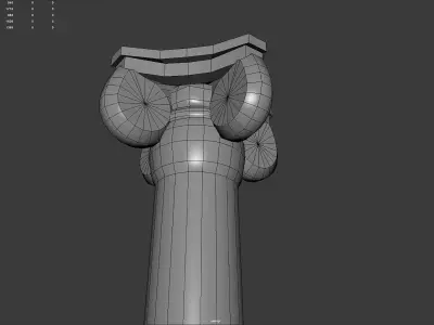 Low Poly Ionic Column 45 Angle   Low-poly 3D model