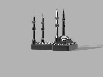 mosque with two towers 3D model