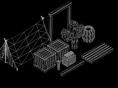 Editing Low Poly Mining Camp Modular Asset Pack Low-poly 3D model