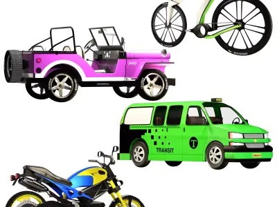 Ducati Bicycle Willys Chevrolet 3D model