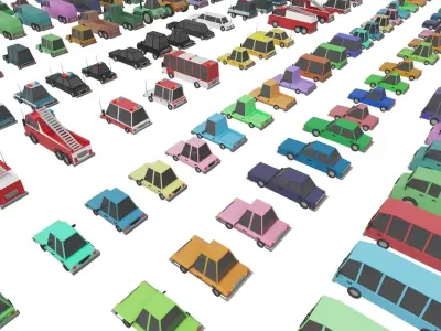 Low poly Cars Pack Low-poly 3D model