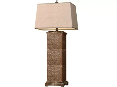 Wood Arabic Oriental Nightstand bedside Arabesque Table Lamp 3D model