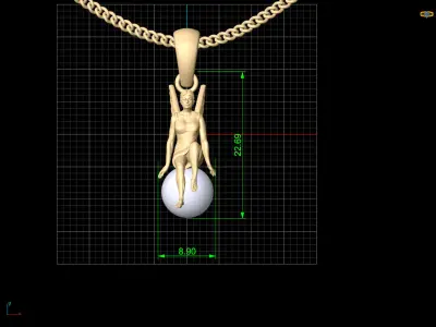 Angel pendant silver gold printable jewelry 3D model 3D print model