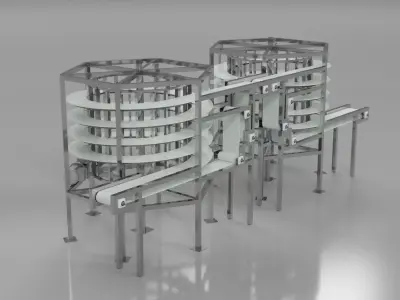 Conveyor Belt - Dual Spiral Conveyor System 3D model