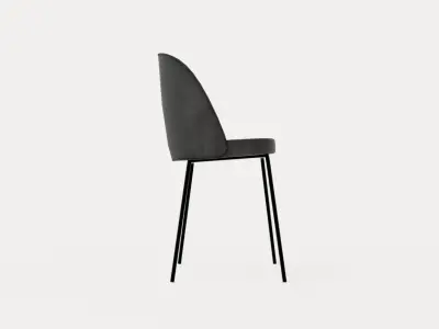 Felipe Dining Chair Velvet Gray Black Low-poly 3D model