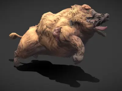 Fantasy Creature - Battle Boar Low-poly 3D model