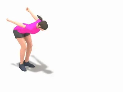 board jump with shuffle back Exercise Woman Animation Low-poly 3D model