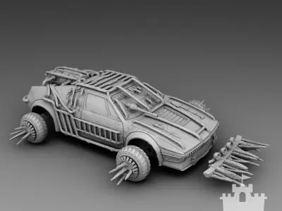 Sports car with spikes 3D print model
