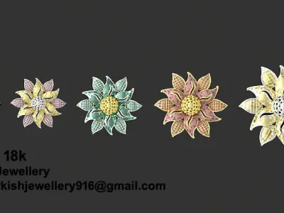 Sun Flower Locket set and Ring 3D model