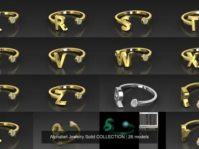 Alphabet Jewelry Solid COLLECTION 3D Model Pack
