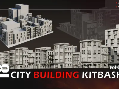 18 City Building Kitbash-High Details Low-poly 3D model