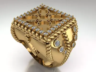 Horseshoe Signet ring 3D print model
