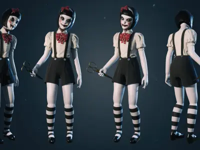 Twin Dolls Pack - Rigged and Animated Low-poly 3D model