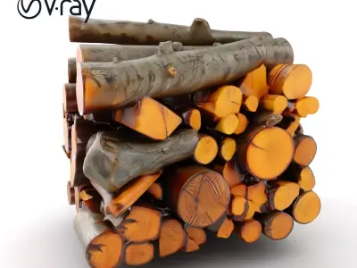 Firewood Stack model pack for D rendering and games Low-poly 3D model