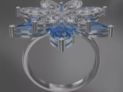 six leaf flower ring silve 3D model jewelry 3D model