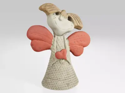 Grinning Angel with Heart in Hands 3D model