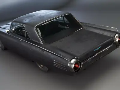 Thunderbird 1961 Convertible Hardtop Aged Low-poly 3D model