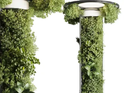 Column plant - pillar plant with ceiling light 06 Low-poly 3D model