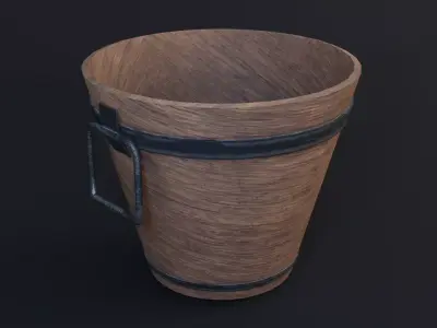 AQUARIUS Game Ready - Low Poly 3D Model wooden cup Low-poly 3D model
