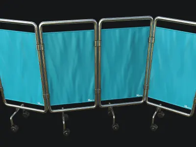Hospital Curtain PBR Game Ready Low-poly 3D model
