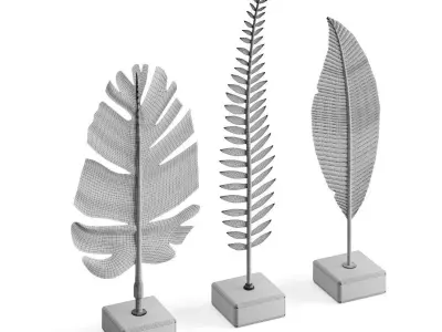 Golden leaf Decoration set 3D model
